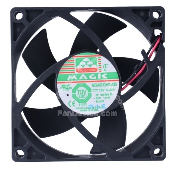 MAGIC Protechnic MGA8012HR-A25 DC 12V 0.24A 2 Wires Axial Cooling Fan