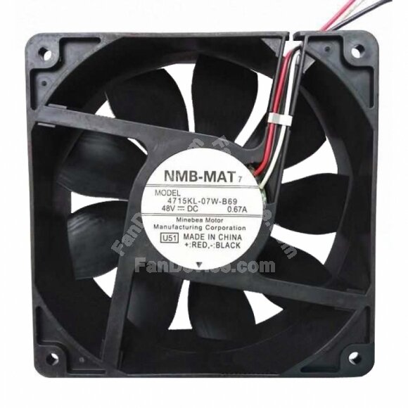 NMB 4715KL-07W-B69 DC 48V 0.67A 3 Wires Axial Cooling Fan