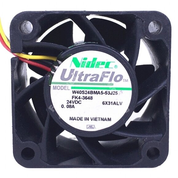 Nidec UltraFlo W40S24BMA5-53J25 DC 24V 0.08A 4028 Axial Cooling Fan