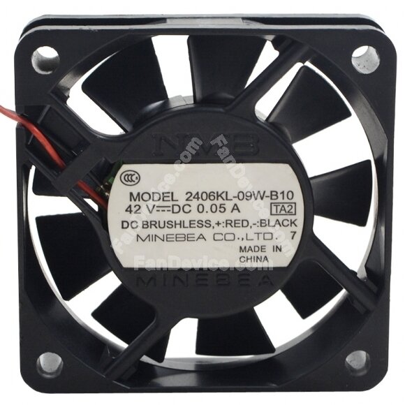 NMB 2406KL-09W-B10 DC 42V 0.05A 2 Wires Axial Cooling Fan