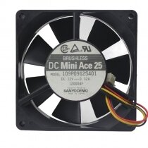 Sanyo Denki DC Mini Ace 25 109P0912S401 DC 12V 0.32A 9025 Axial Brushless Cooling Fan