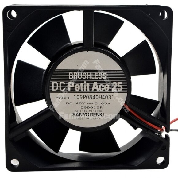 Sanyo Denki DC Petit Ace 25 109P0840H4031 DC 40V 0.05A 2 Wires Axial Cooling Fan