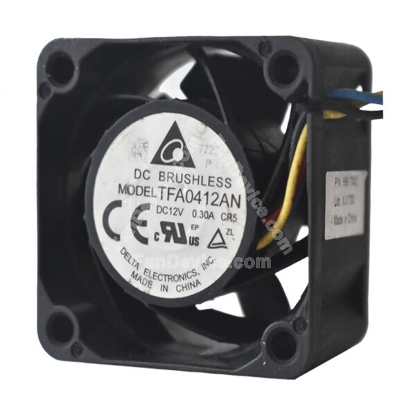 Delta TFA0412AN DC 12V 0.30A 4028 Axial Brushless Cooling Fan