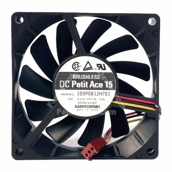 Sanyo Denki 109P0812H701 DC 12V 0.2A 3 Wires Axial Cooling Fan