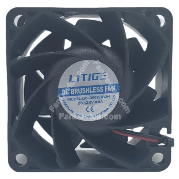 LITIG QC-D6038B12H DC 12V 0.8A 2 Wires Brushless Axial Cooling Fan