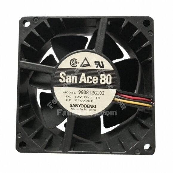 Sanyo 9G0812G103 DC 12V 1.1A 3 Wires Axial Cooling Fan