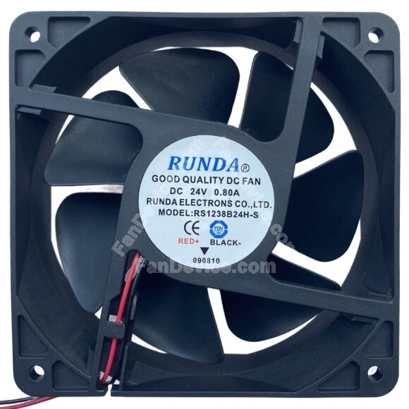 RUNDA RS1238B24H-S DC 24V 0.80A 2 Wires 12038 Axial Cooling Fan