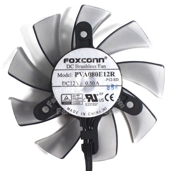 Foxconn PVA080E12R-P12-ED 12V 0.50A 4 Wires DC Brushless Axial Fan