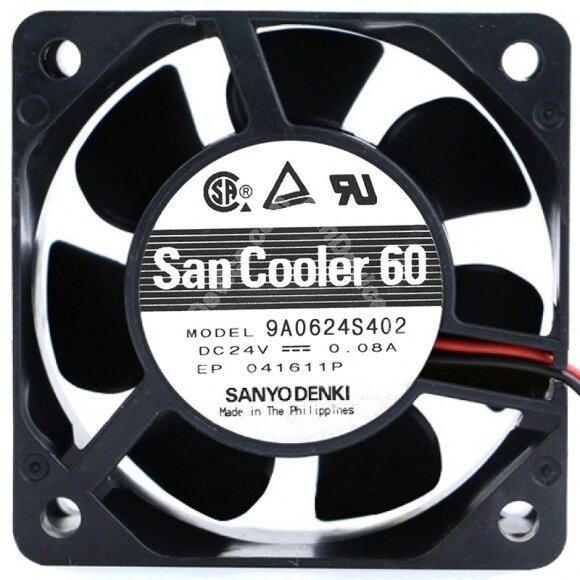 Sanyo Denki 9A0624S402 DC 24V 0.08A 2 Wires / 3 Wires 6025 Axial Fan