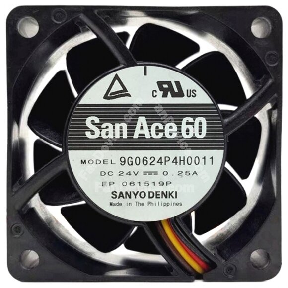 Sanyo Denki 9G0624P4H0011 DC 24V 0.25A 4 Wires 6025 PWM Axial Fan