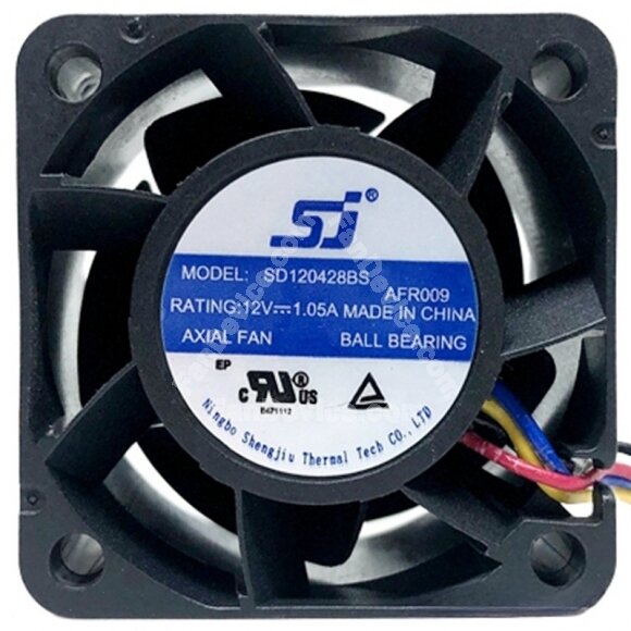 SJ SD120428BS DC 12V 1.05A 2 / 3 / 4 Wires 4028 Ball Bearing Axial Fan