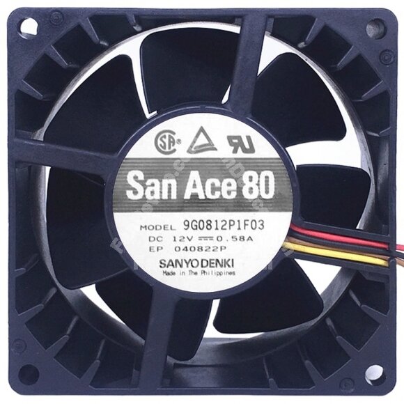 Sanyo 9G0812P1F03 12V 0.58A 4 Wires Axial Cooling Fan