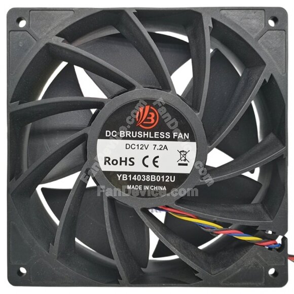 YB YB14038B012U 12V 7.2A 4 / 6 Wires Brushless Axial Fan