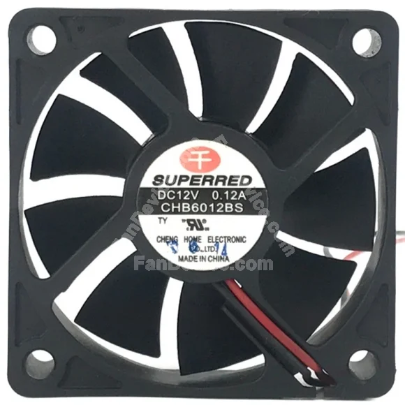 SuperRed CHB6012BS 12V 0.12A 2 Wires Axial Cooling Fan