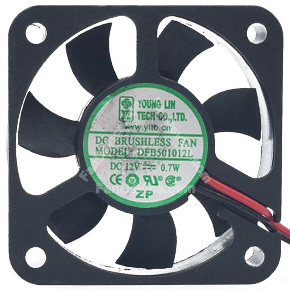 YOUNGLIN DFB501012L 12V 0.7W 2 Wires Axial Cooling Fan