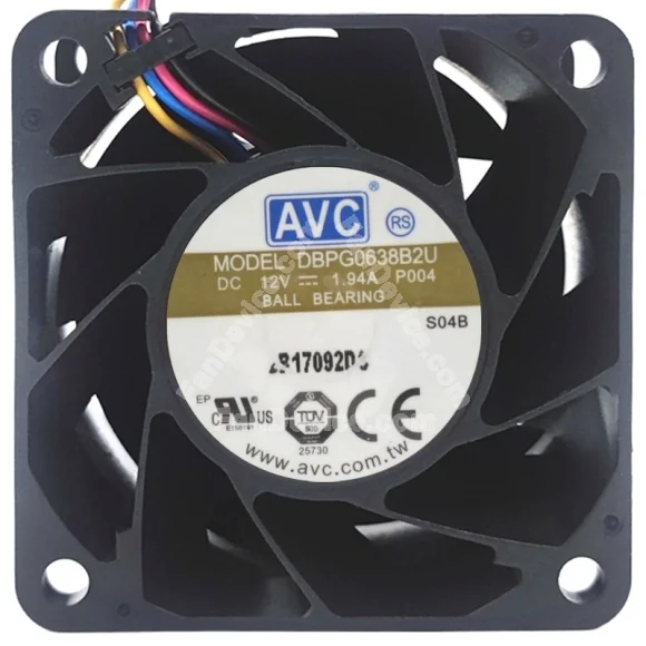 AVC DBPG0638B2U 12V 1.94A 4 Wires Ball Bearing Cooling Fan