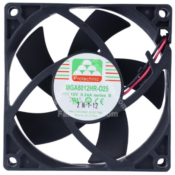 Protechnic MGA8012HR-O25 12V 0.24A 2 Wires Axial Cooling Fan