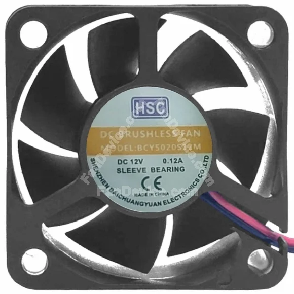 HSC BCY5020S12M 12V 0.12A 2 Wires Sleeve Bearing Cooling Fan