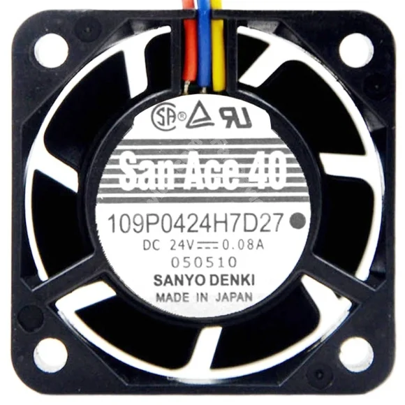 Sanyo 109P0424H7D27 24V 0.08A 3 Wires Axial Cooling Fan