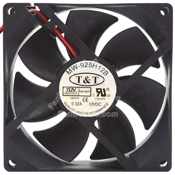 T&T MW-925H12B 12V 0.32A 2 Wires Axial Cooling Fan