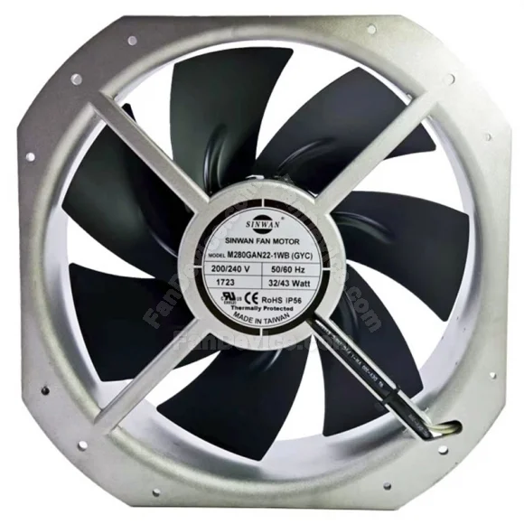 SINWAN M280GAN22-1WB(GYC) 200/240V 32/43Watt 2 Wires Cooling Fan