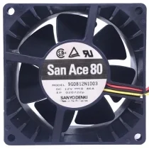 Sanyo 9G0812N1D03 DC 12V 0.46A 3 Wires Axial Cooling Fan
