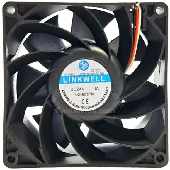 LINKWELL LK9238H24B-RD 24V 1A 3 Wires 6200RPM Axial Cooling Fan