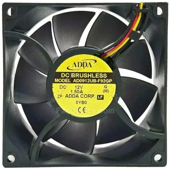 ADDA AD0912UB-F92GP 12V 1.50A DC Brushless 3 Wires Axial Cooling Fan