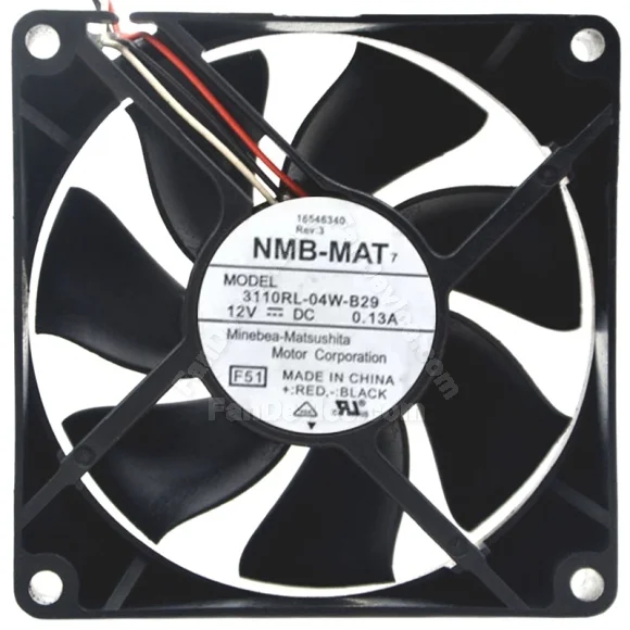NMB-MAT 3110RL-04W-B29 DC 12V 0.13A 3 Wires Axial Cooling Fan