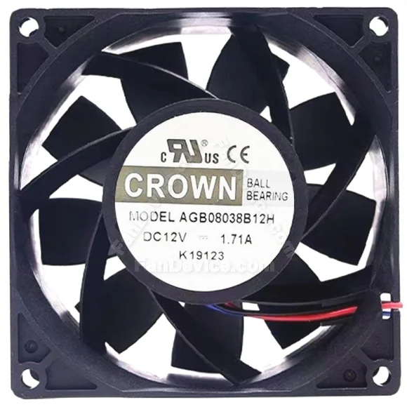 CROWN AGB08038B12H 12V 1.71A 2 / 3 Wires Ball Bearing Cooling Fan