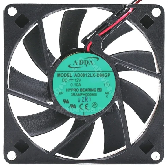 ADDA AD0812LX-D90GP 12V 0.10A 2 Wires HYPRO Bearing Cooling Fan