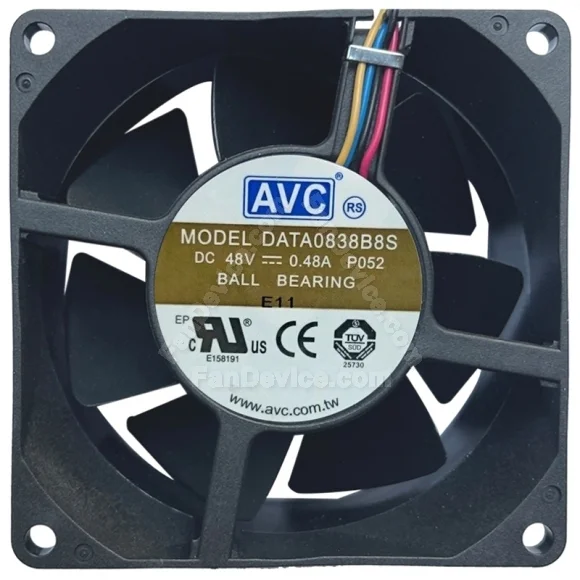 AVC DATA0838B8S DC 48V 0.48A 4 Wires Ball Bearing PWM Cooling Fan