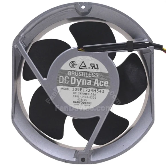 Sanyo 109E1724H543 24V 0.58W DC Brushless 2 / 3 Wires Cooling Fan