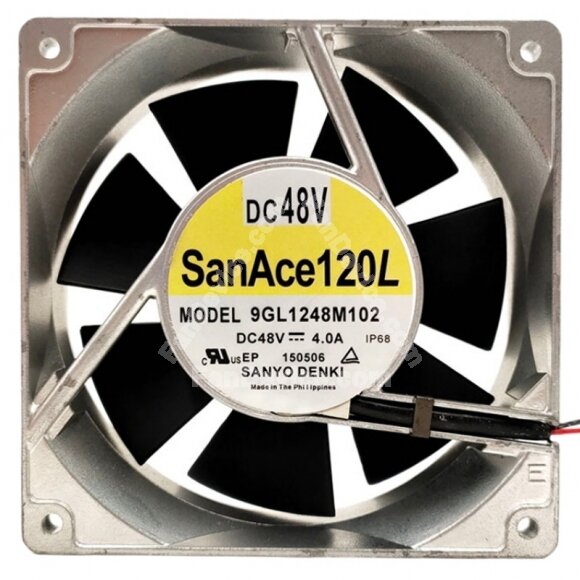 Sanyo Denki 9GL1248M102 DC 48V 4.0A 2 Wires IP68 Waterproof Axial Cooling Fan