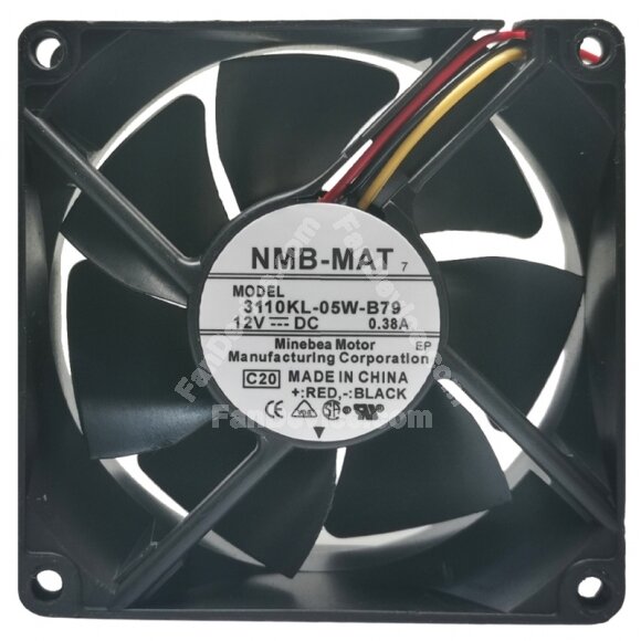 NMB-MAT 3110KL-05W-B79 DC 12V 0.38A 2 Wires / 3 Wires Axial Cooling Fan