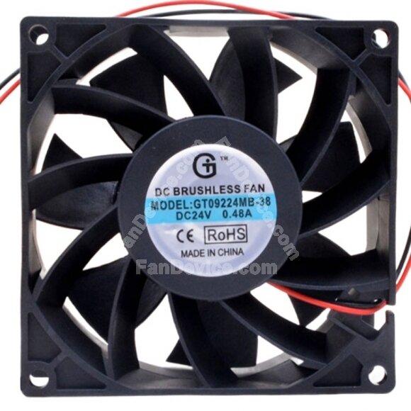 GT09224MB-38 DC 24V 0.48A 2 Wires 9238 Brushless Axial Cooling Fan