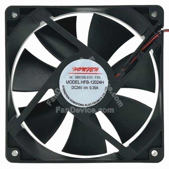HONFEN HFB-12024H DC 24V 0.35A 2 Wires Brushless Axial Cooling Fan