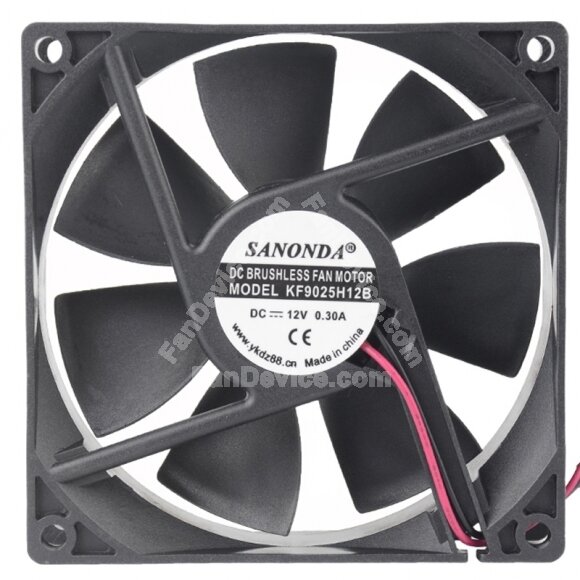 SANONDA KF9025H12B DC 12V 0.30A 2 Wires Brushless Axial Cooling Fan