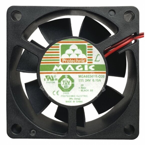 Magic MGA6024YR-O20 DC 24V 0.19A 2 Wires 6020 Axial Cooling Fan