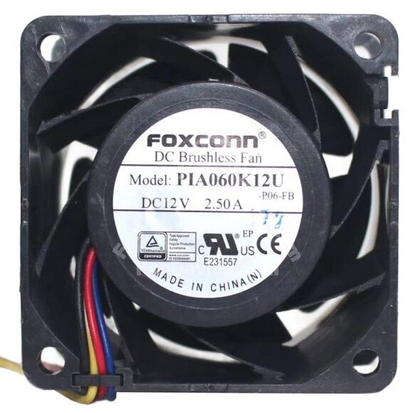 Foxconn PIA060K12U DC 12V 2.50A 4 Wires Brushless Axial Cooling Fan