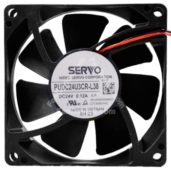 Servo PUDC24U3CR-L38 DC 24V 0.12A 2 Wires Axial Cooling Fan