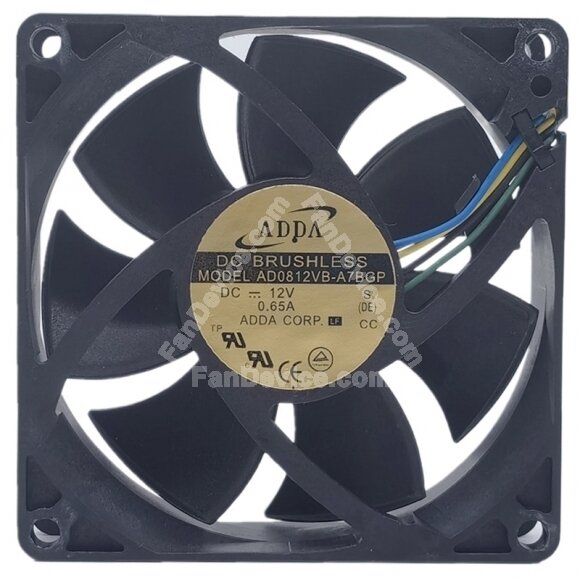 ADDA AD0812VB-A7BGP DC 12V 0.65A 2 / 3 / 4 Wires Brushless Axial Cooling Fan