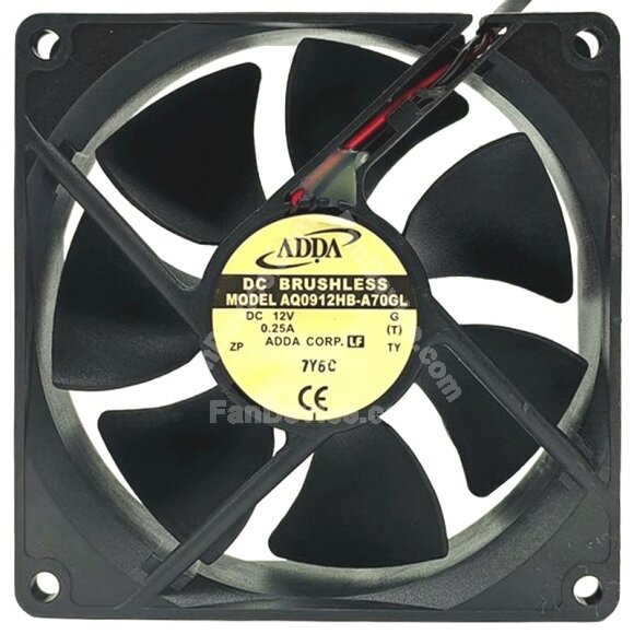 ADDA AQ0912HB-A70GL DC 12V 0.25A 2 Wires Brushless Axial Cooling Fan