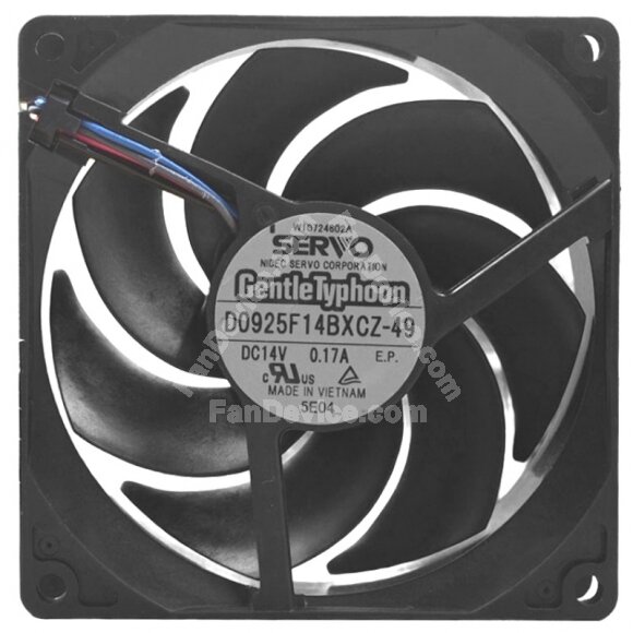 Servo GentleTyphoon D0925F14BXCZ-49 DC 14V 0.17A 3 Wires Axial Cooling Fan