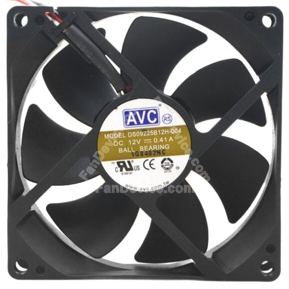 AVC DS09225B12H DC 12V 0.41A 3 Wires Ball Bearing Axial Cooling Fan