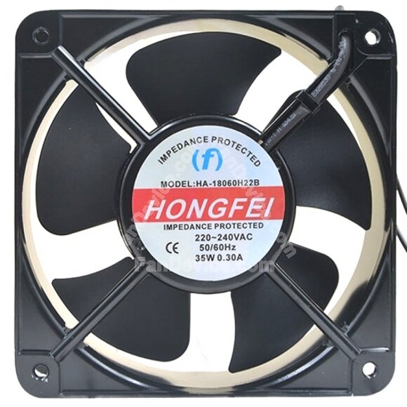 HONGFEI HA-18060H22B AC 220-240V 0.30A 35W 2 Wires Axial Cooling Fan