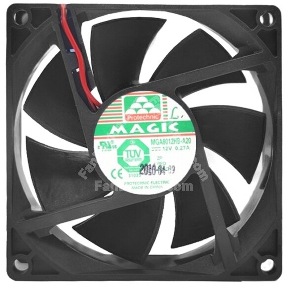 Protechnic MGA8012HB-A20 DC 12V 0.27A 2 / 3 Wires Axial Cooling Fan