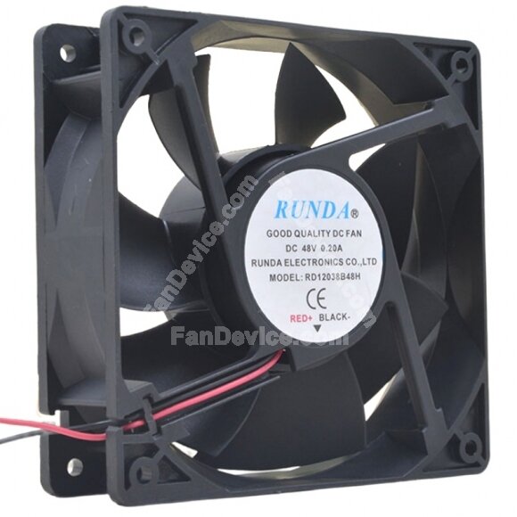 RUNDA RD12038B48H DC 48V 0.20A 2 Wires Waterproof Axial Cooling Fan