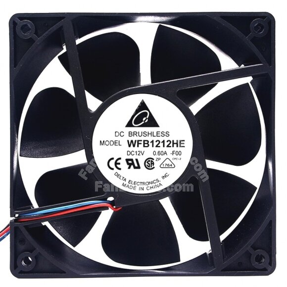 Delta WFB1212HE DC 12V 0.60A 2 / 3 Wires DC Brushless Axial Cooling Fan