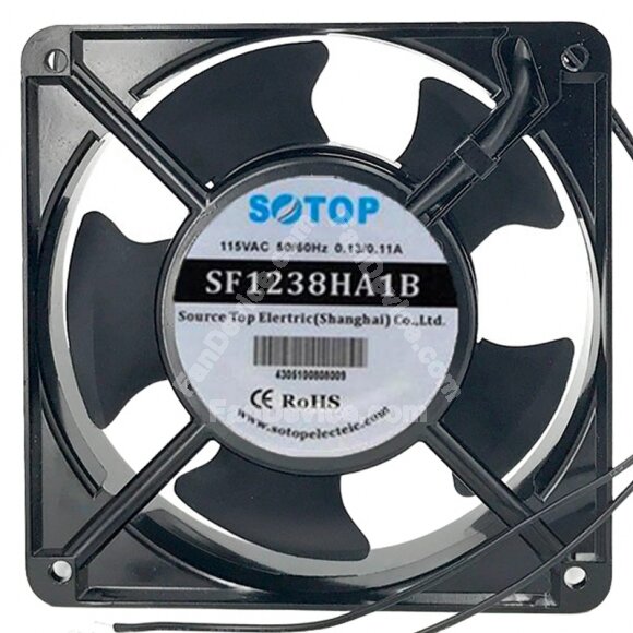 SOTOP SF1238HA1B 115V 0.13/0.11A 2 Wires Cooling Fan
